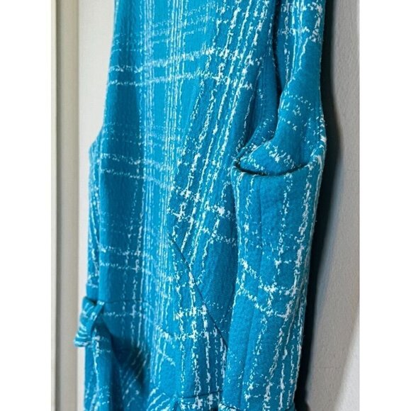 Chaps Dress 14 Blue Plaid Preppy Boho Western Retro Office 80s Neutral Feminine - Picture 8 of 15